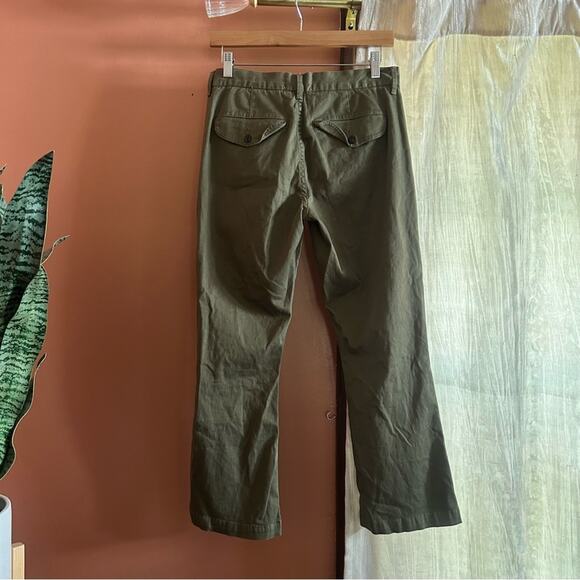 Frame Le Crop Mini Boot Cut Jeans Chino Cropped Pants Olive Green Cotton Size 27 - Picture 4 of 5